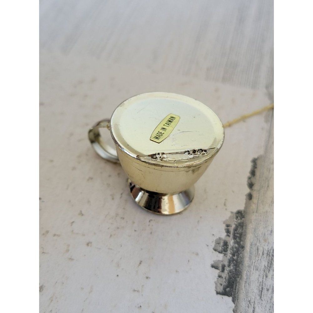 Mini golden tea cup ornament Xmas decor